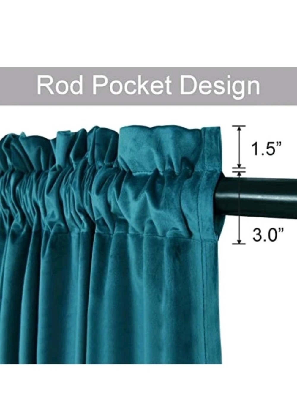 Teal Velvet Rod Pocket Curtains